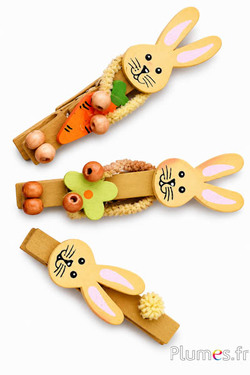 Mini-Dekoklammer Hase - 5-7 cm - natur
